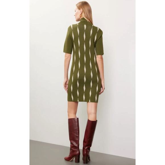 Saunders x RTR Jacquard Green Knit Dress - Picture 3 of 9